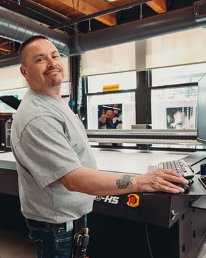 Mariano at Flatbed Printer