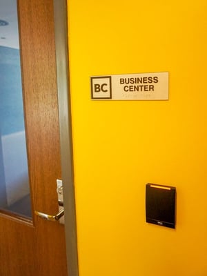 Braille Sign Outside Business Center at Lake Meadows Apartments.