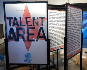 A sign that says talent area on it