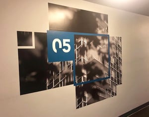 Hallway Graphics at Lake Meadows Apartments.