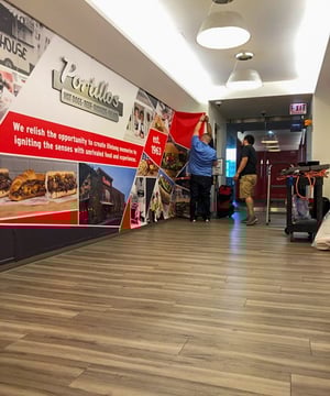 PORTILLO'S WALL GRAPHIC GETS INSTALLED