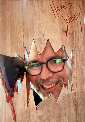 Employee pretending to be Jack from the Shining