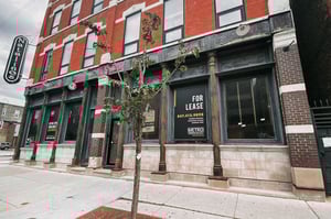 For lease sign in building