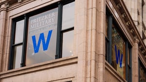 Chicago's Pritzker Library windows with a vinyl cut