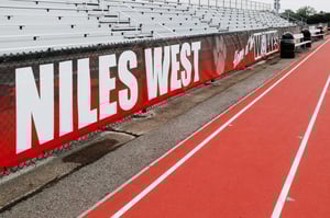 Niles West high school stadium football banner