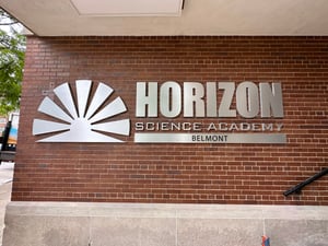 HSA Belmont School Education Exterior Signage Brushed Aluminum Dimensional Lettering