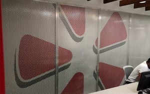 CLOSE UP OF RECEPTION AREA GRAPHICS