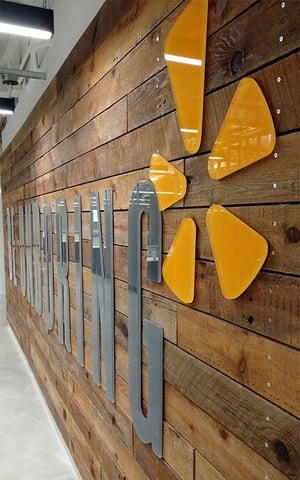 INSTALLED LETTERING IN HALLWAY AT YELP
