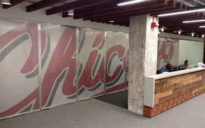 WIDE IMAGE OF YELP RECEPTION AREA GRAPHICS