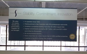 SHORENSTEIN HANGING BANNER IN LEASING CENTER