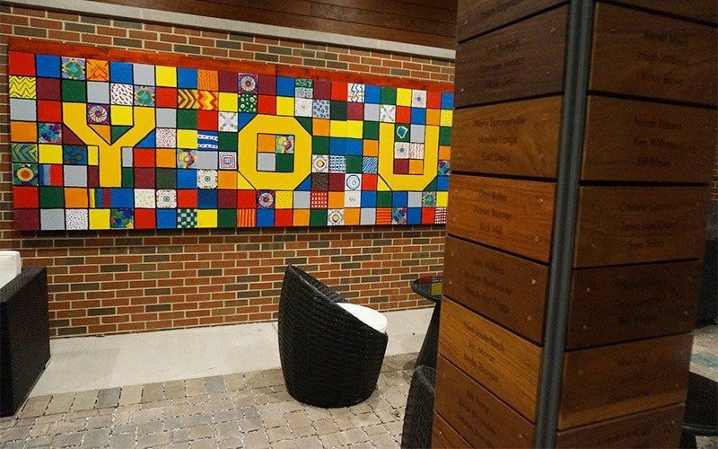 YOU Vinyl Cut Lettering on Column